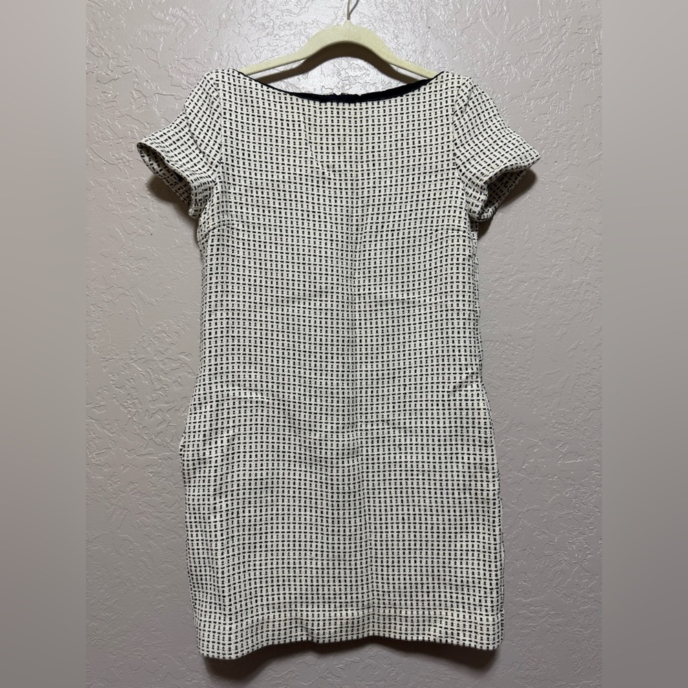Massimo Dutti Black & White Textured Shift Mini Dress